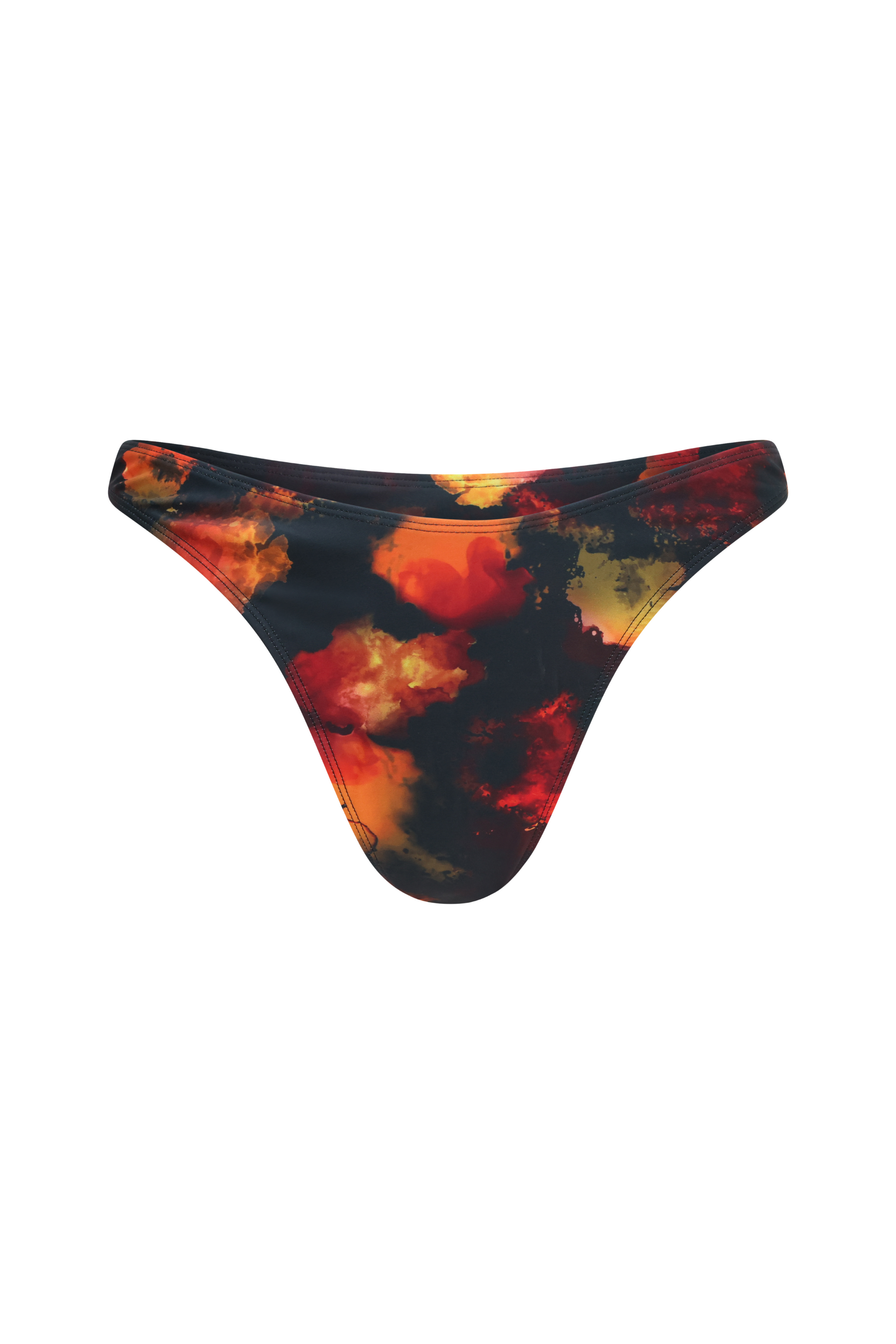 Soleil Orange Tie Dye High Leg Bikini Bottoms