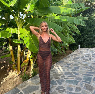 Zebra La Muse Mesh Maxi DressZebra La Muse mesh maxi dress with cown neck and scoop back detail. The dress length measures 160cm. The model wears size Small and height measures 157cm. 100% PolyeZebra La Muse Mesh Maxi Dress