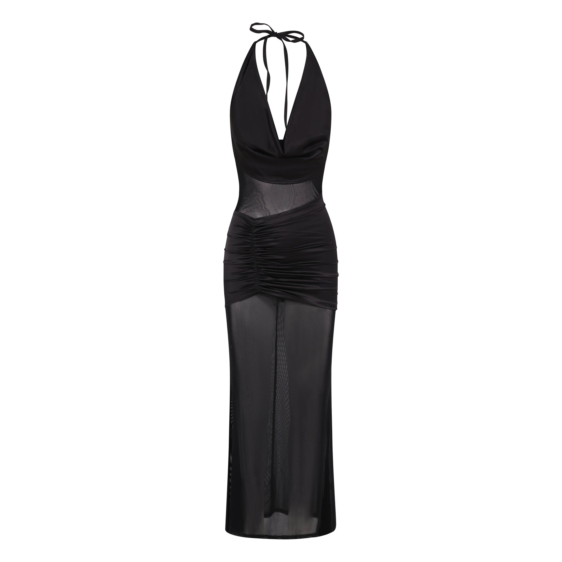 Onyx Drape Front Maxi Dress