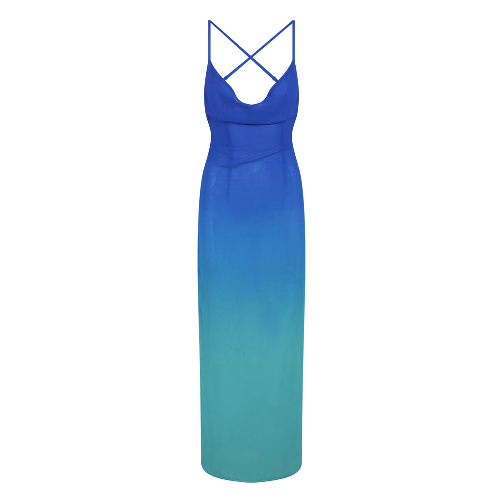 Oceania Ombrè Backless Maxi Dress