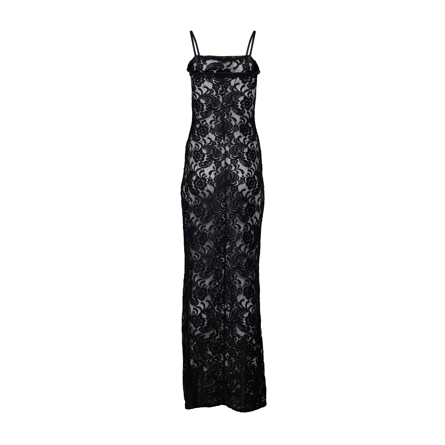 Femme Fatale Black Lace Maxi Dress