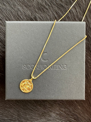 Pisces 18K Gold Plated NecklaceOur beautiful 18K gold plated Pisces pendant and chain. Made from a stirling silver base with 18K gold plating, the necklace is water resistant and makes the perfectPisces 18K Gold Plated Necklace