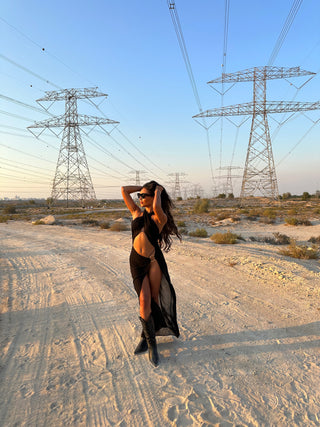 Black La Musique Halter Neck Sheer DressBlack "La Musique" halter neck sheer dress. The dress length measures 142cm. The model wears size Small and height measures 157cm. 100% Polyester. Cool wash only andBlack La Musique Halter Neck Sheer Dress