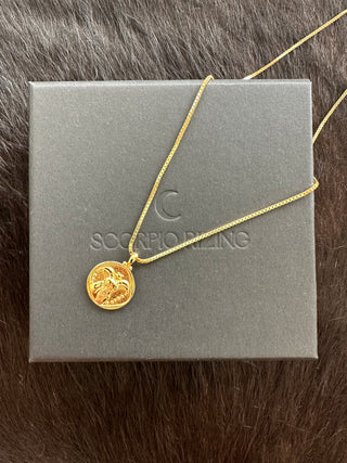 Aries 18K Gold Plated NecklaceOur beautiful 18K gold plated Aries pendant and chain. Made from a stirling silver base with 18K gold plating, the necklace is water resistant and makes the perfect Aries 18K Gold Plated Necklace