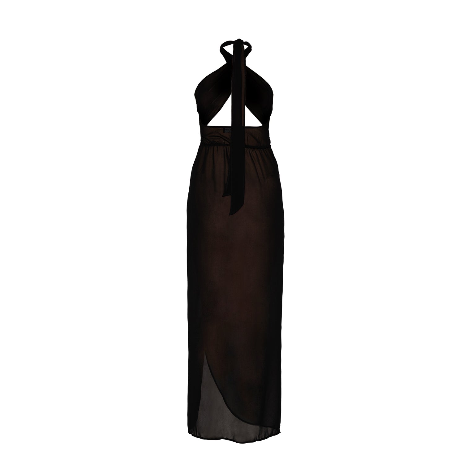Black La Musique Halter Neck Sheer Dress