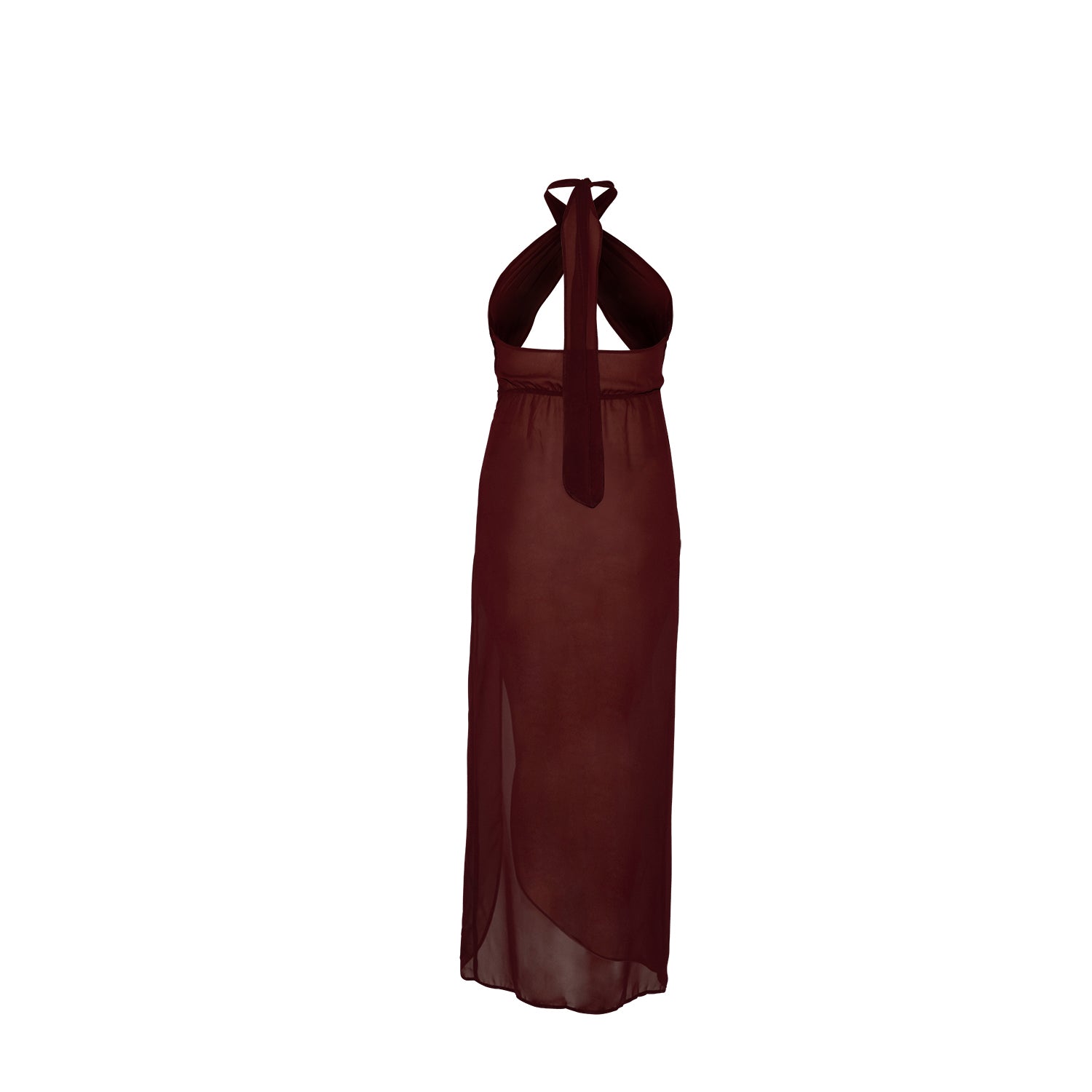 Brown La Musique Halter Neck Sheer Dress