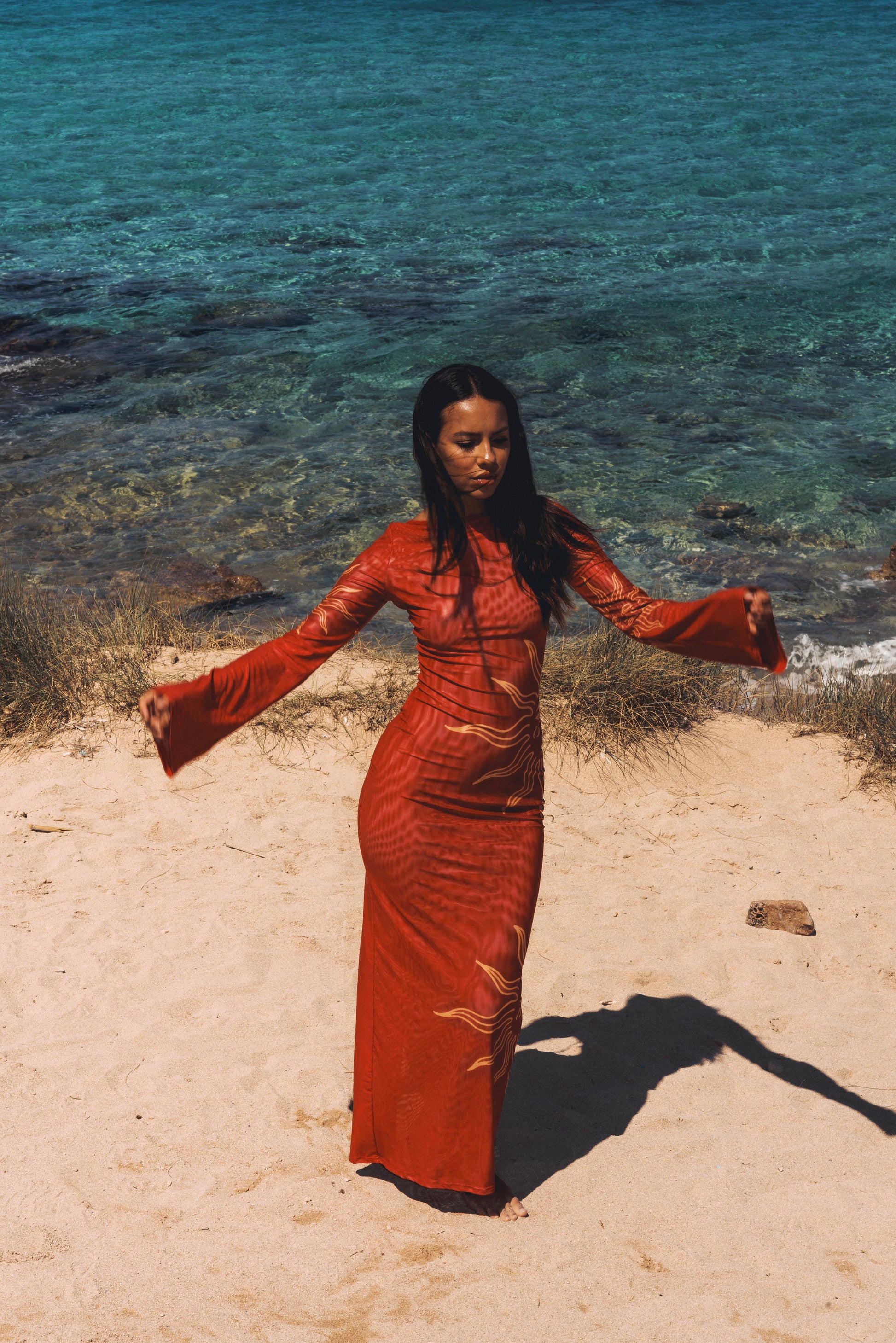 Celeste Cherry Red Double Layered Sculpting Mesh Maxi Dress Scorpio Rizing Celeste Cherry Red Double Layered Sculpting Mesh Maxi Dress Scorpio Rizing
